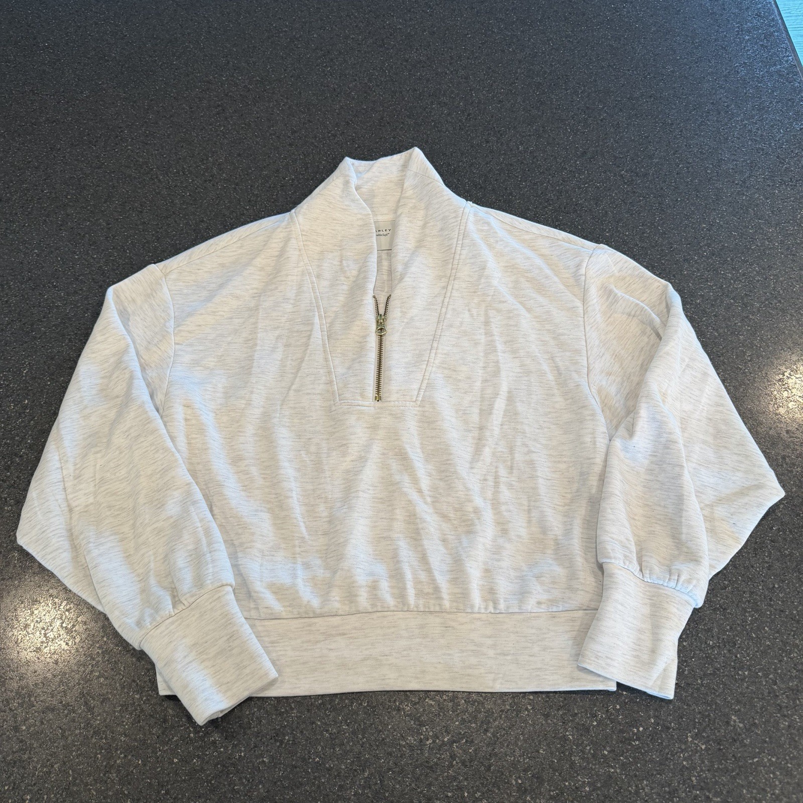Varley Sweatshirt Womens Small S Gray DoubleSoft 1/4 Zip Davidson Sweatshirt