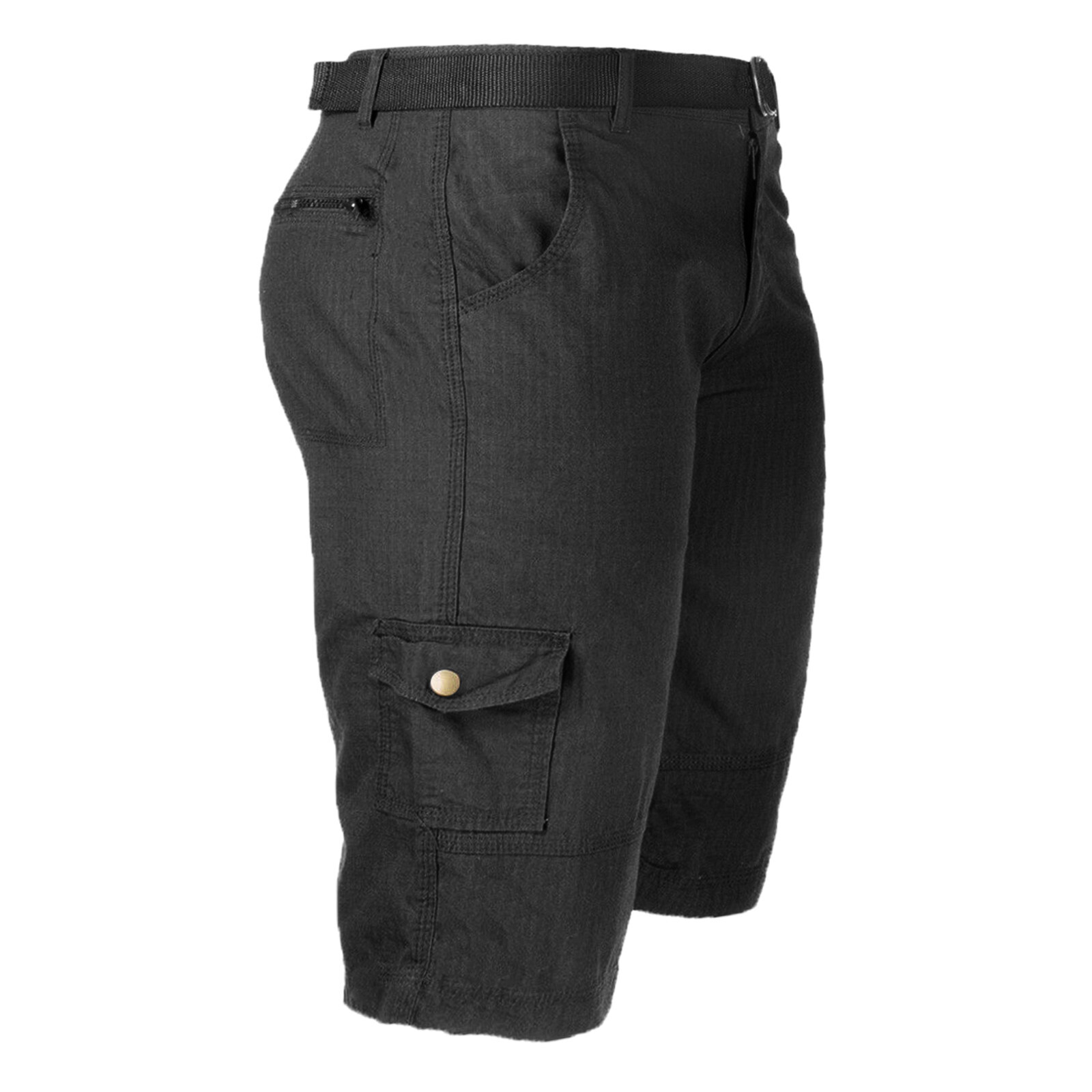 Cargo Shorts Multi-Pocket Mens Belted Casual Cotton Twill Relaxed Rip Stop