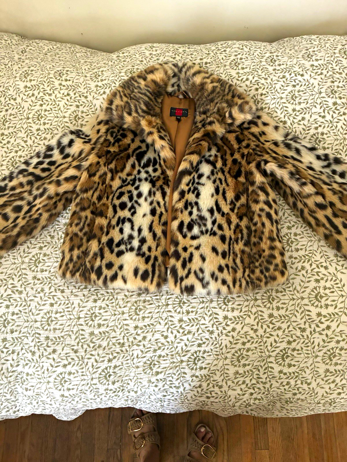 Gallery Women’s XS Leopard Animal Print Collared Lined Short Jacket Brown