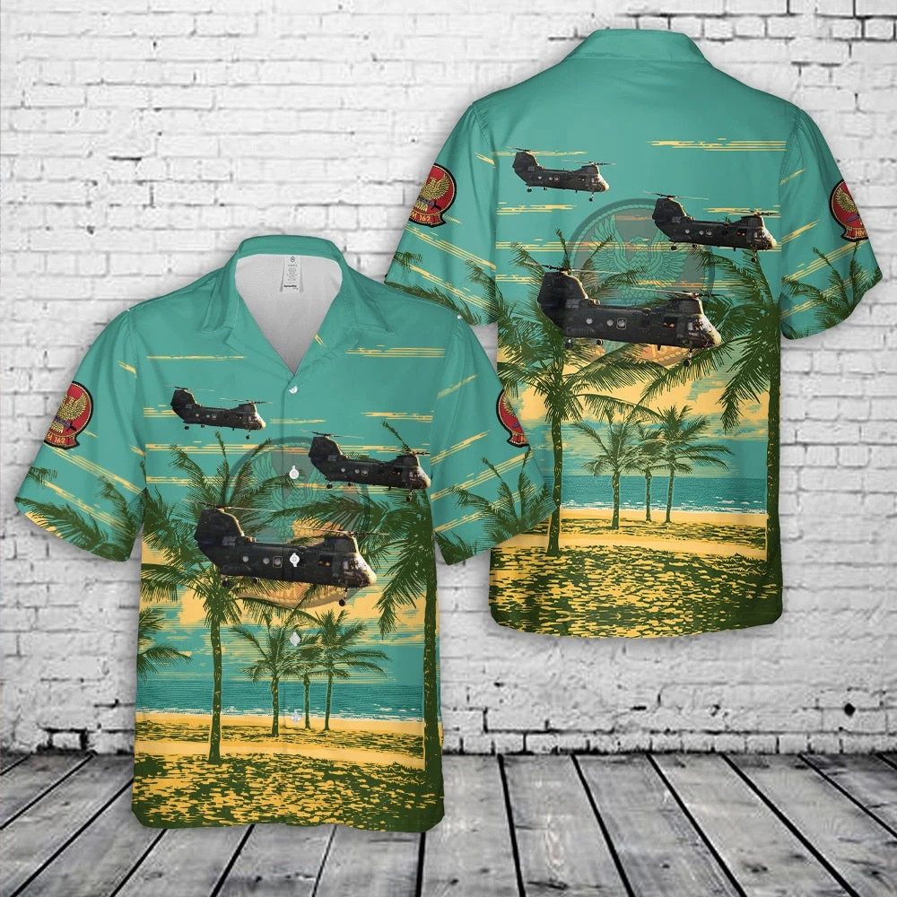 US Marine Corps HMM 162 Golden Eagles CH 46 Hawaiian Shir