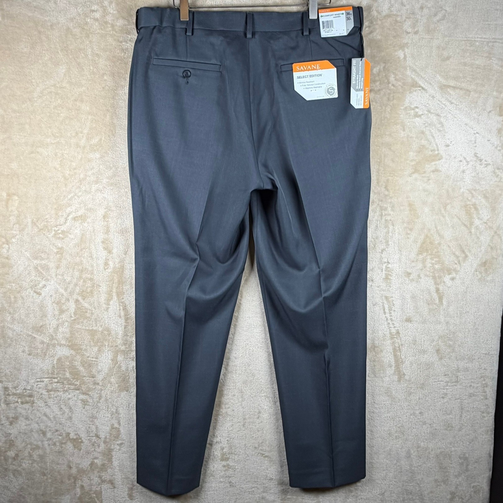 Savane Select Edition Men 36×30 Charcoal Gray Comfort Waist Straight Fit Pants