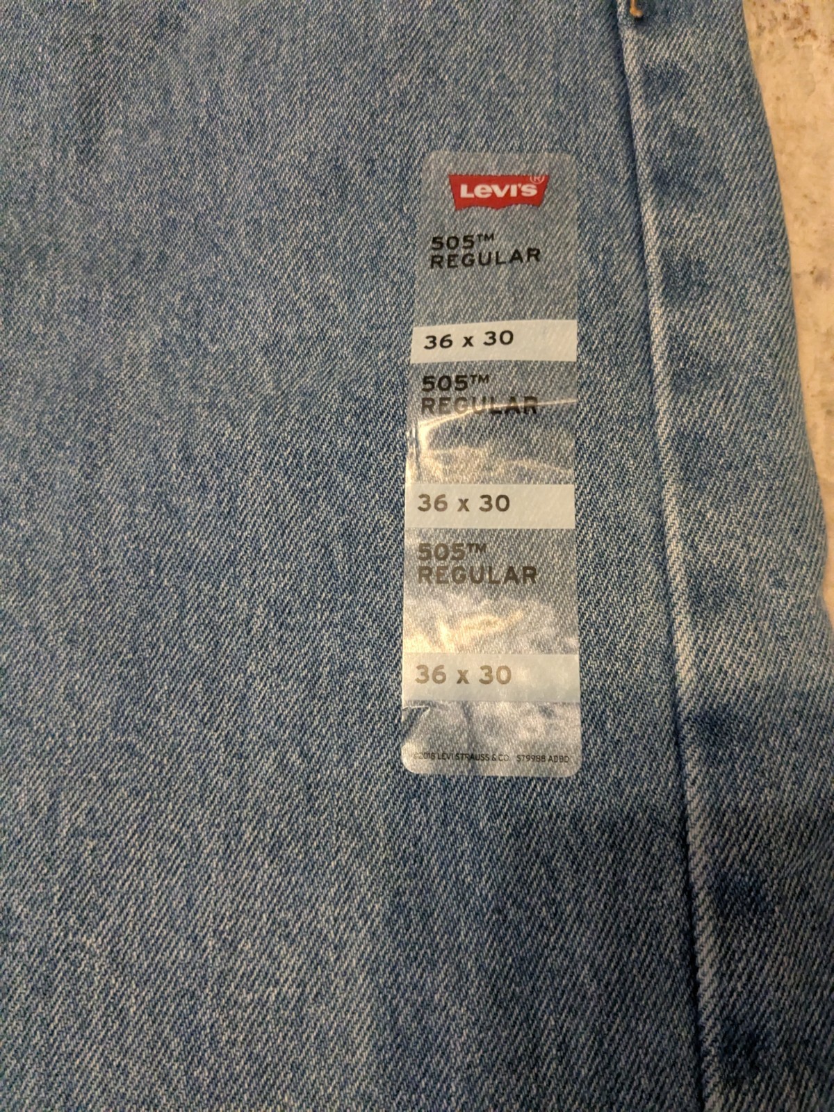 Levis 505 Regular Fit Denim Jeans Size 36W 30L 34 x 32 Stonewashed Blue NEW $69