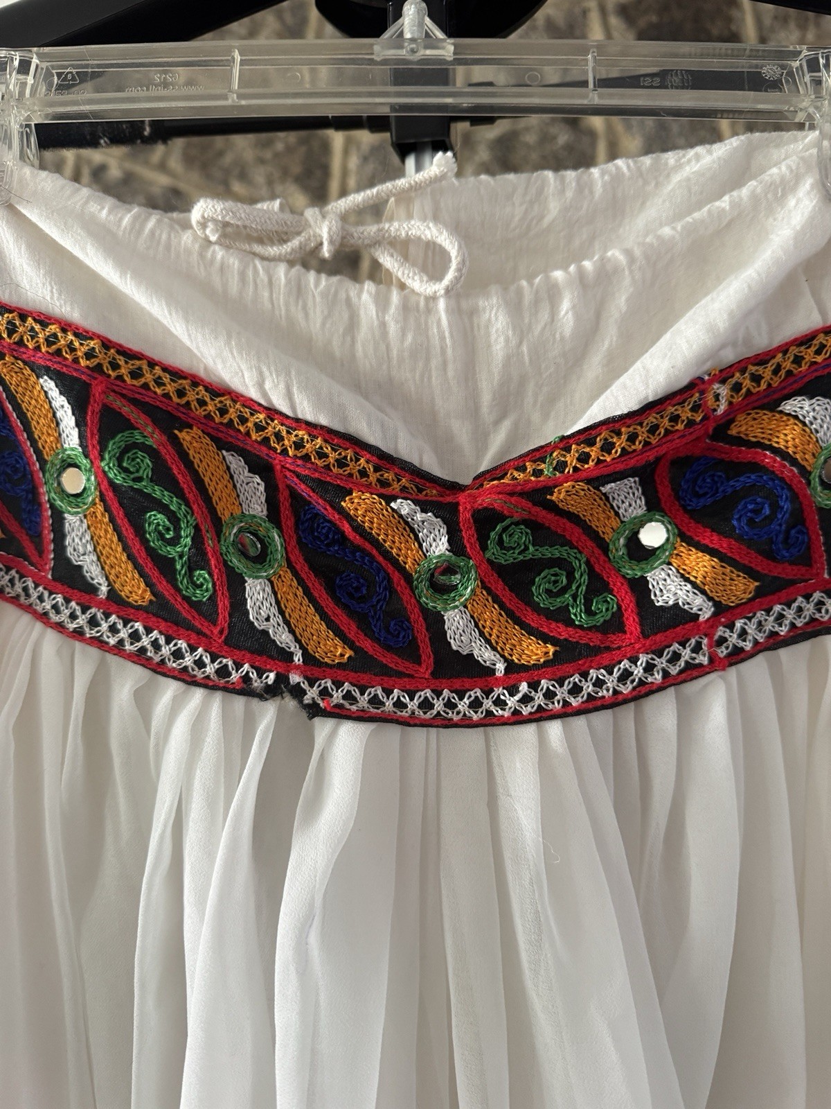 Embroidered Skirt White With Multi Colored Embroidery Mirror Navratil Celebrates