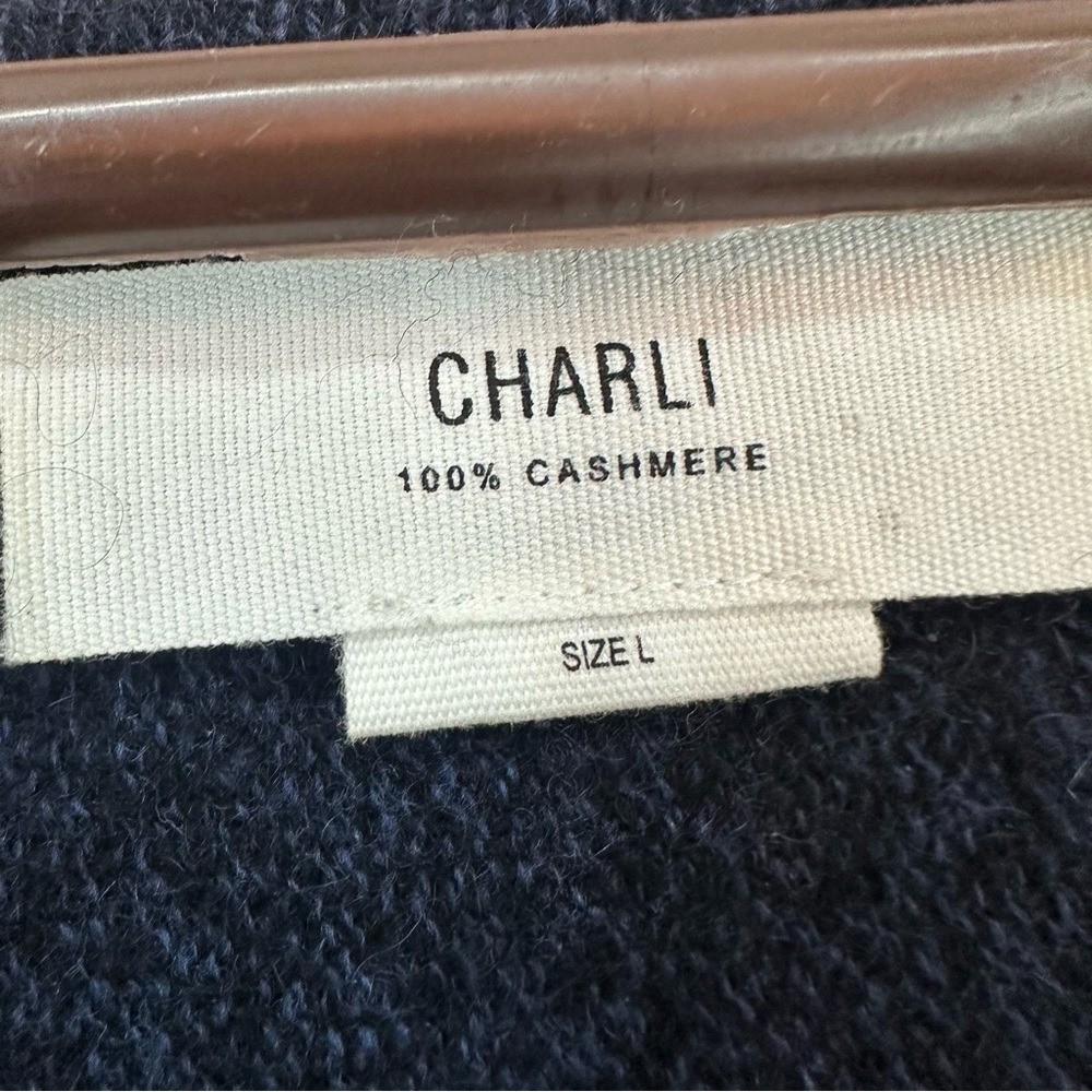 Charli Long Sleeve V Neck Cashmere Sweater Womens Large Blue