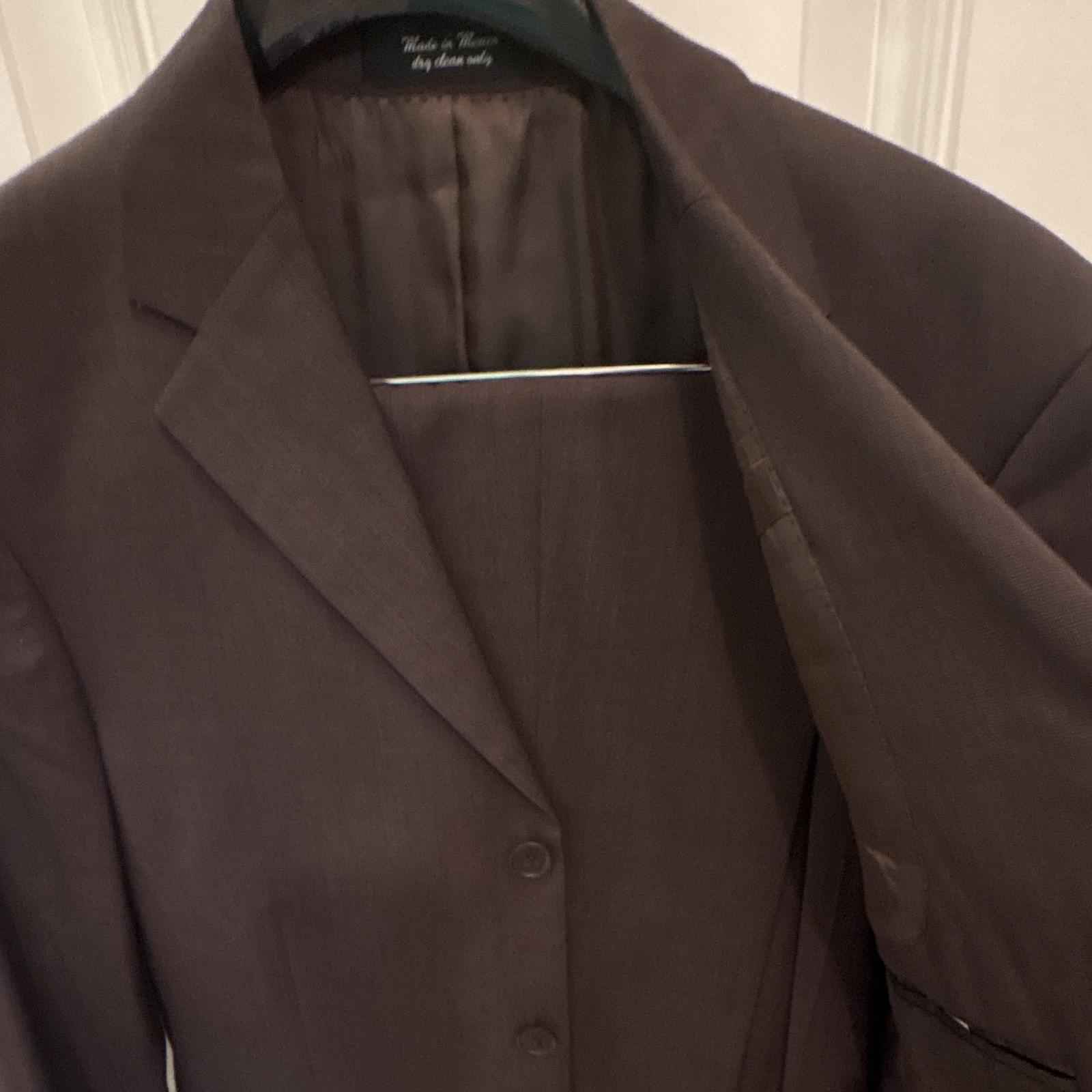 Andrew Fezza Men’s Brown Worsted Wool 2-Piece Suit 38S 32W Pleated