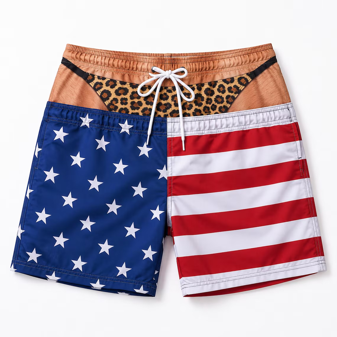 Funny Men’s Swim Trunks, Custom Fake Underwear Beach Shorts Size S-5XL