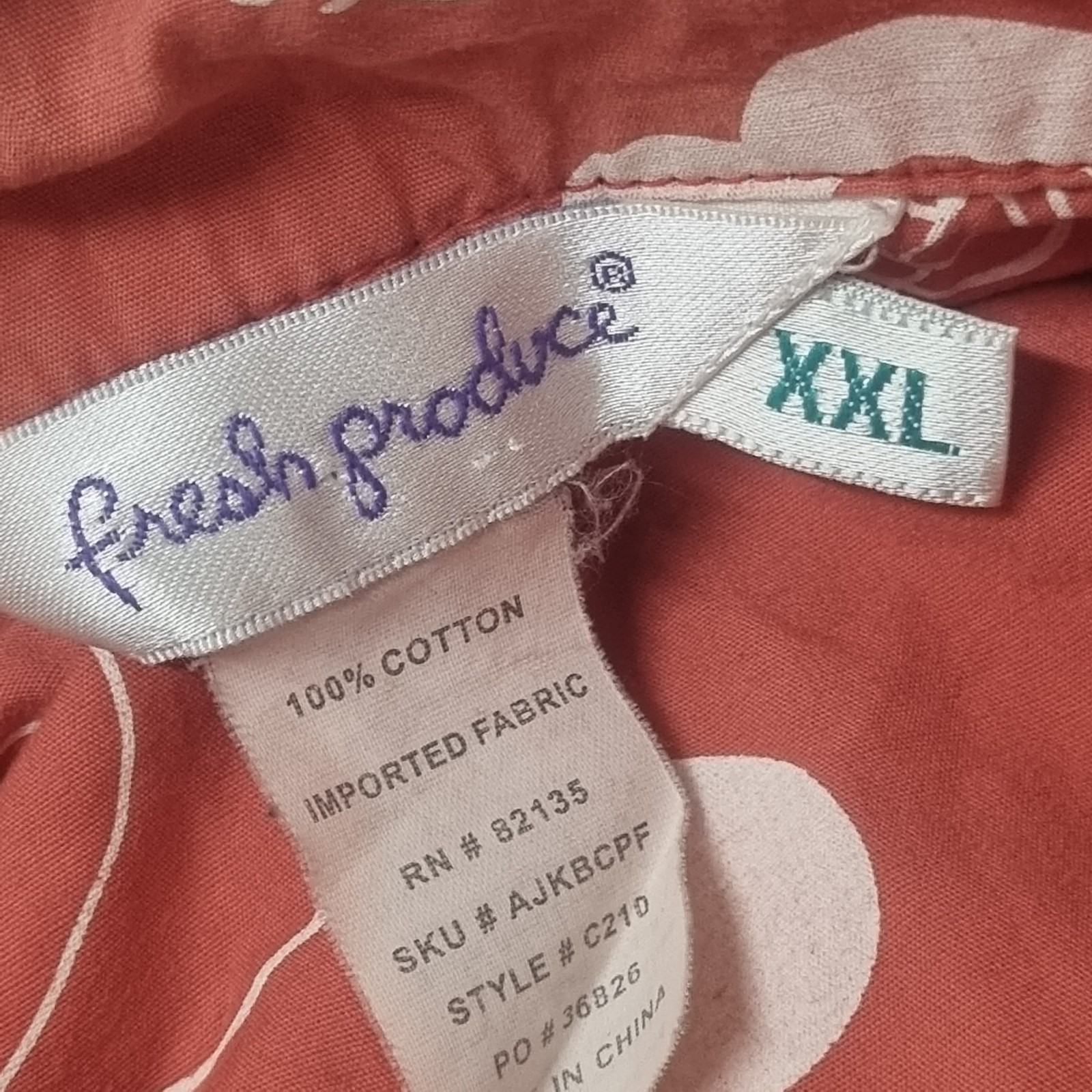 Fresh Produce Women’s Jacket Shirt Floral Vivid Coral Pink Button Down Sz XXL