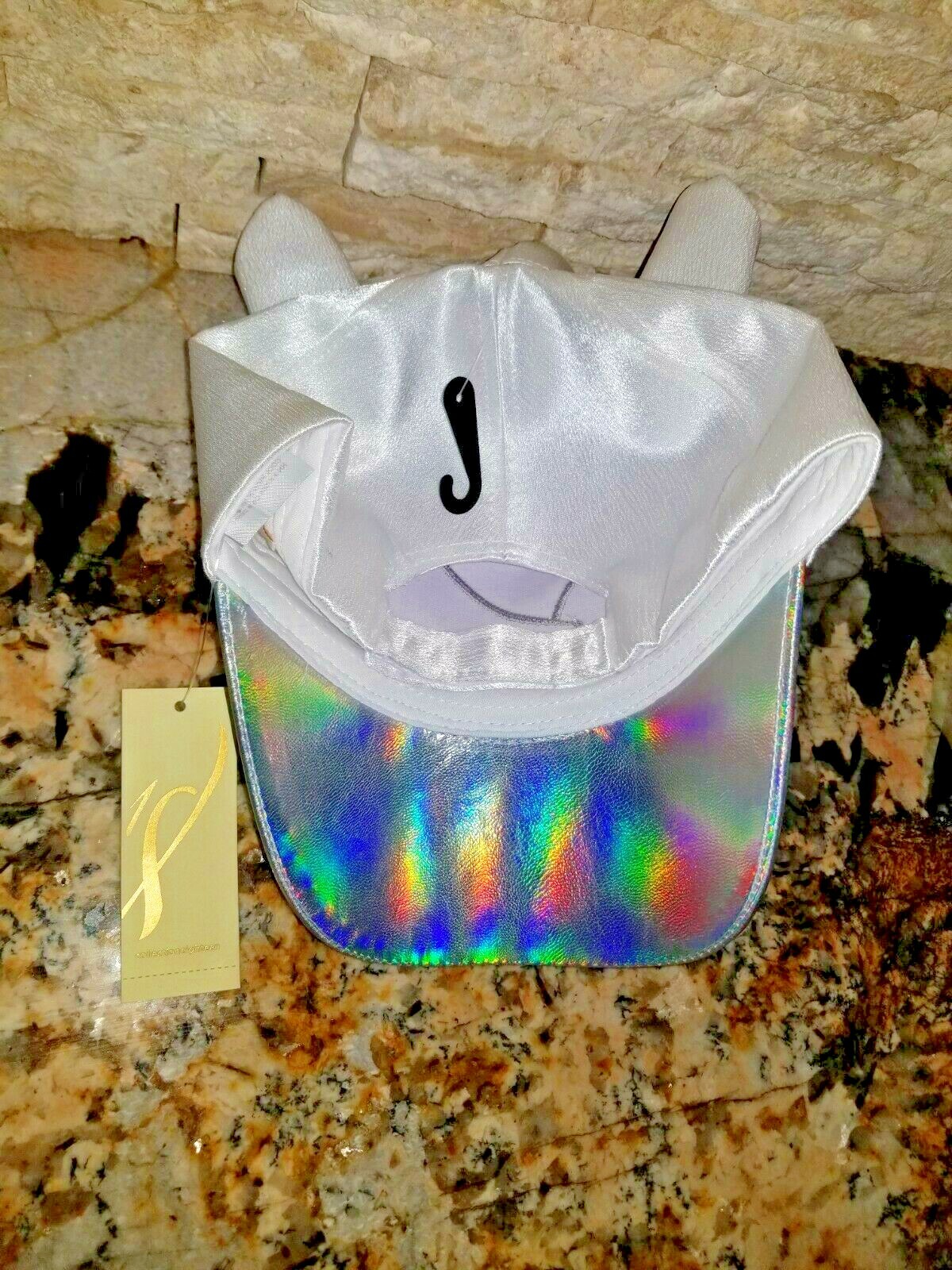 COLLECTION EIGHTEEN Unicorn White Silver Shimmery Holographic Adjustable Hat O/S