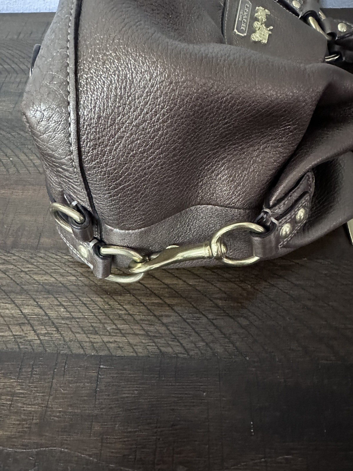 COACH Leather Madison Sabrina Satchel 12937 Gold Metallic Handbag & wristlet