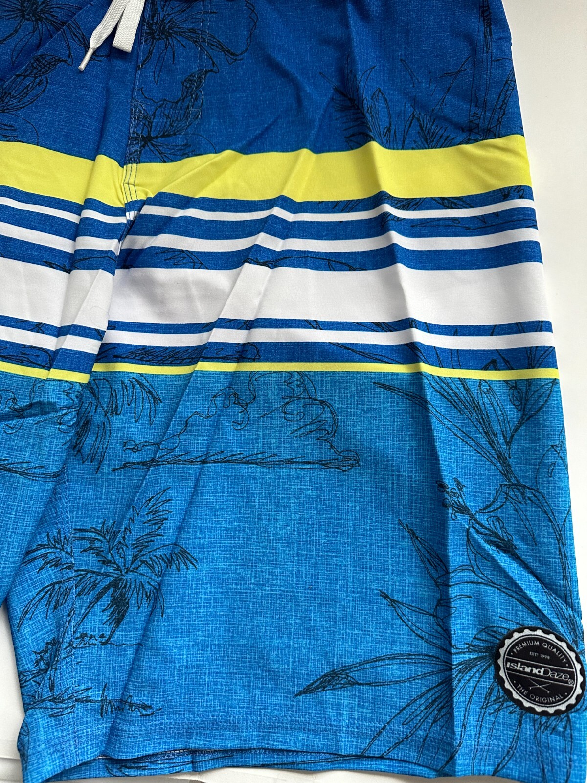 2-ISLAND DAZE BOARD SHORTS/BOTTLE OPENER 4 WAY STRETCH BLUE – NEW W/TAGS SIZE:32