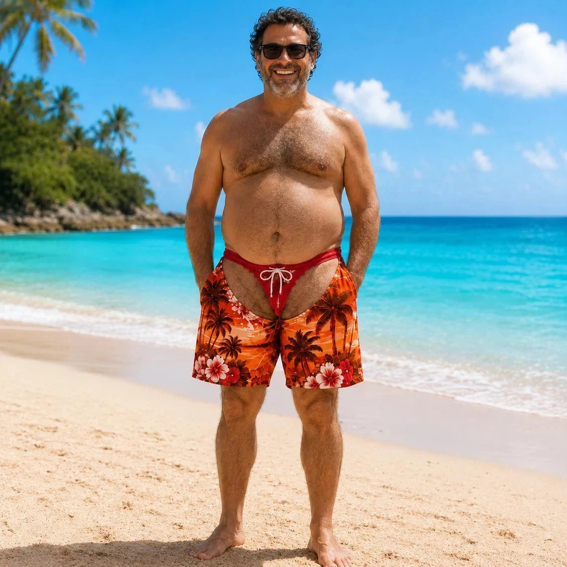 Custom Funny Men Swim Trunks Fake Butt Beach Shorts Bachelor Party Gift S-5XL
