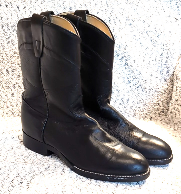 Texas Brand Black Leather Western Cowboy Boots Size 6 D -Style B 2800