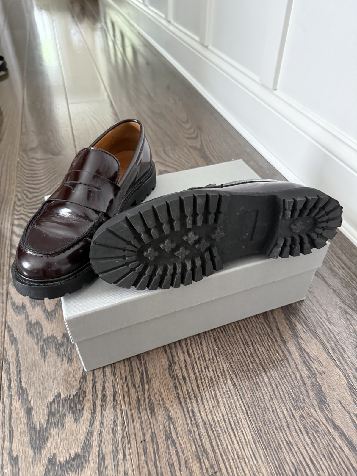 Loved Thursday Boot Company Penny- Burgundy, Patent Leather Loafers Size 7.5