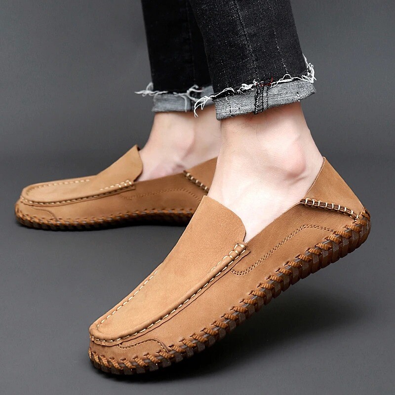 Handmade Men’s Casual Shoes Leather Loafers Moccasins Breathable Driving Shoes