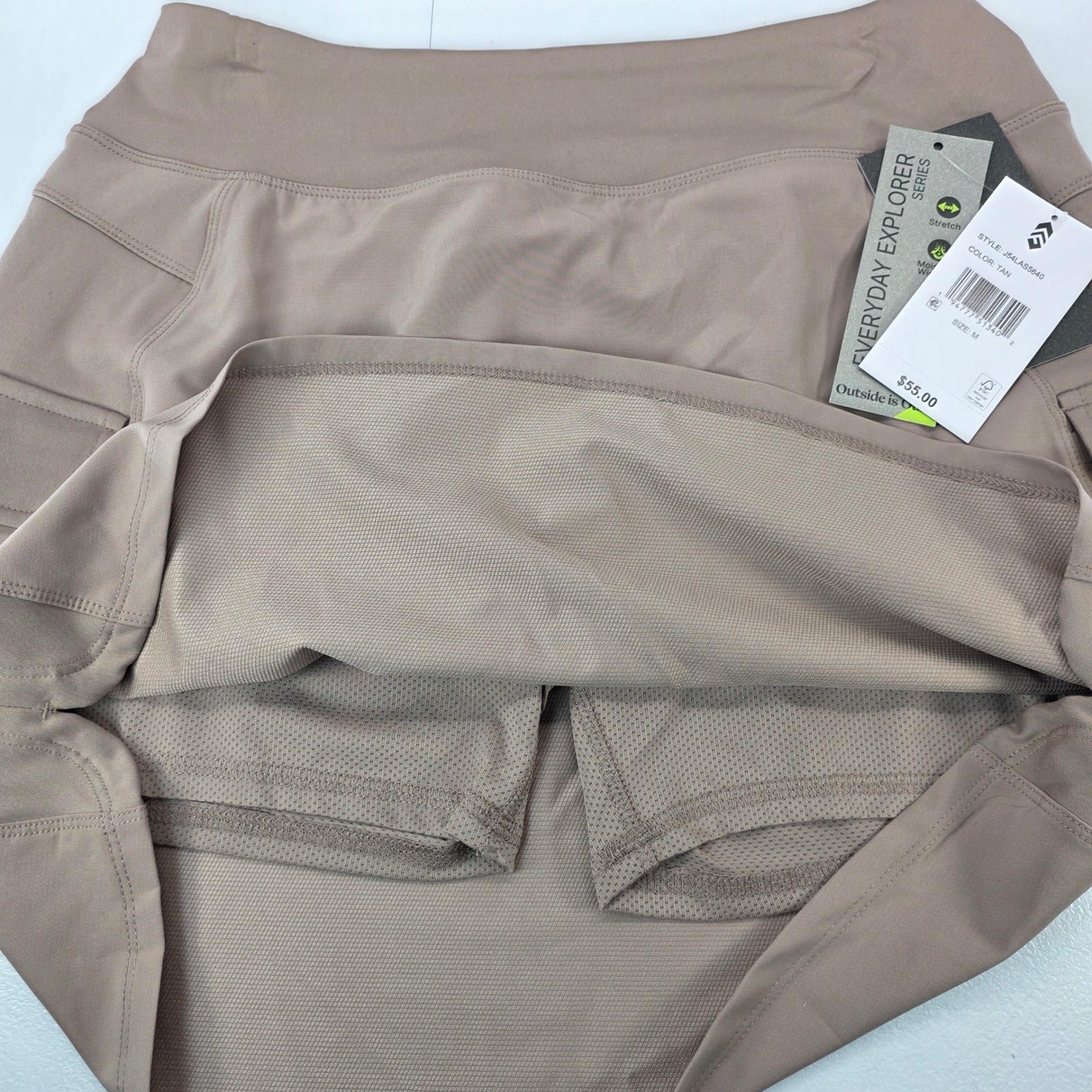 Free Country Everyday Explorer Tan Cargo Skort Medium NWT Pickleball Tennis Golf