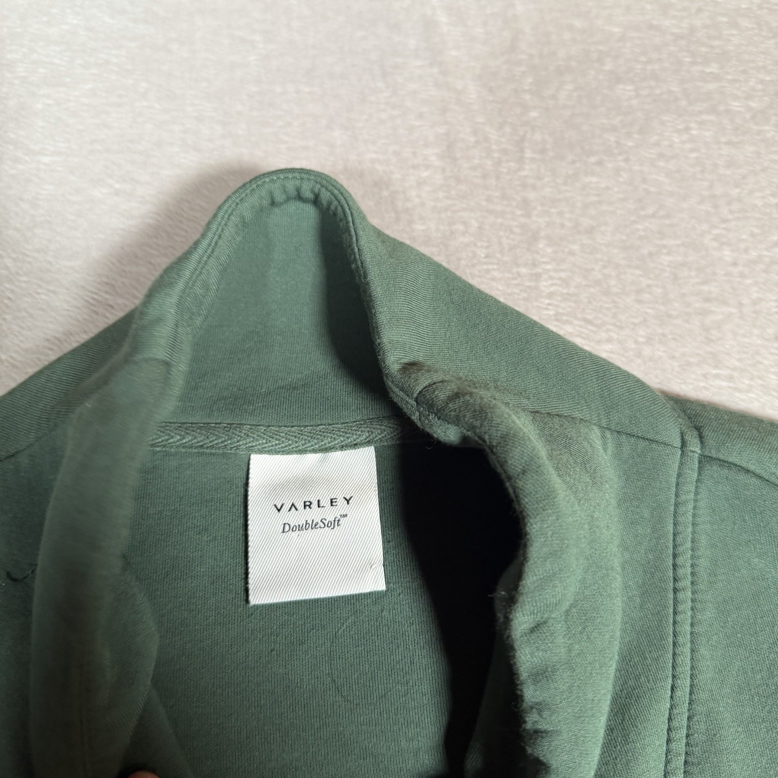 Varley Sweatshirt Womens Medium Green DoubleSoft Davidson 1/4 Zip Mock Neck
