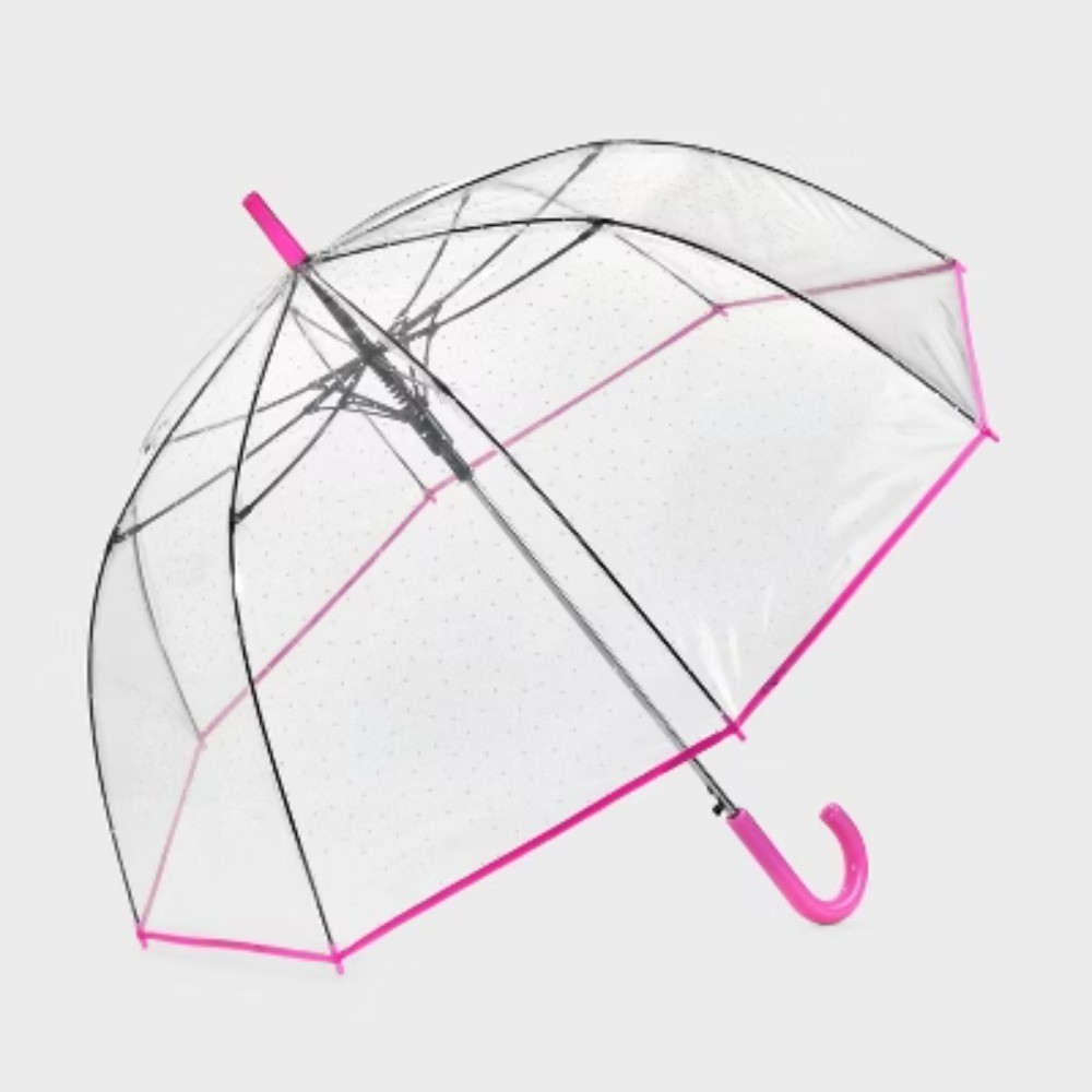 Bubble Umbrella – Pearl Pink: Manual Solid Design, Plastic Handle, 52″ Span