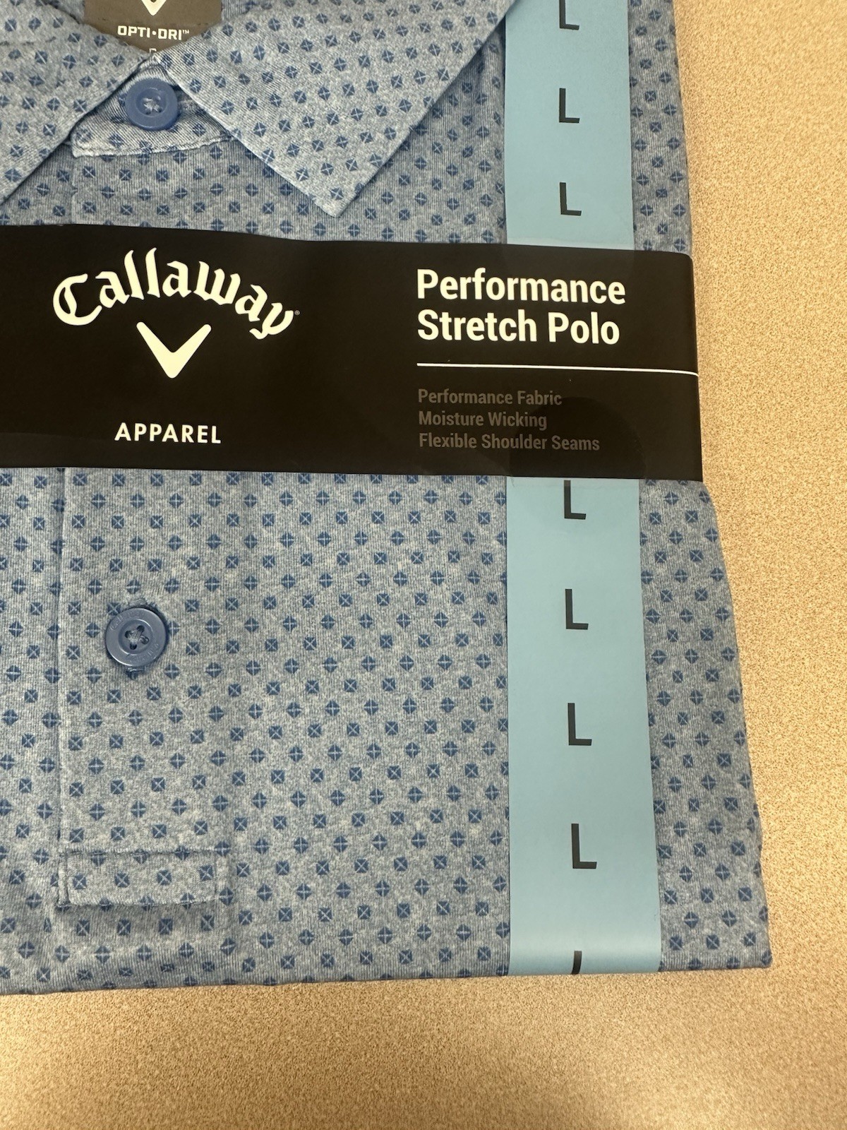 Callaway Men’s Opti Dri Moisture Wicking Performance Golf Polo Size L blue