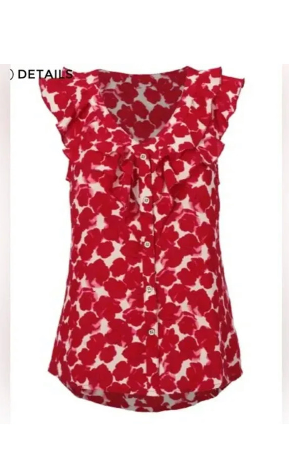 Cabi New NWT Rosy Top #4350 white with red rose pattern Size XXS – XXL Was $89