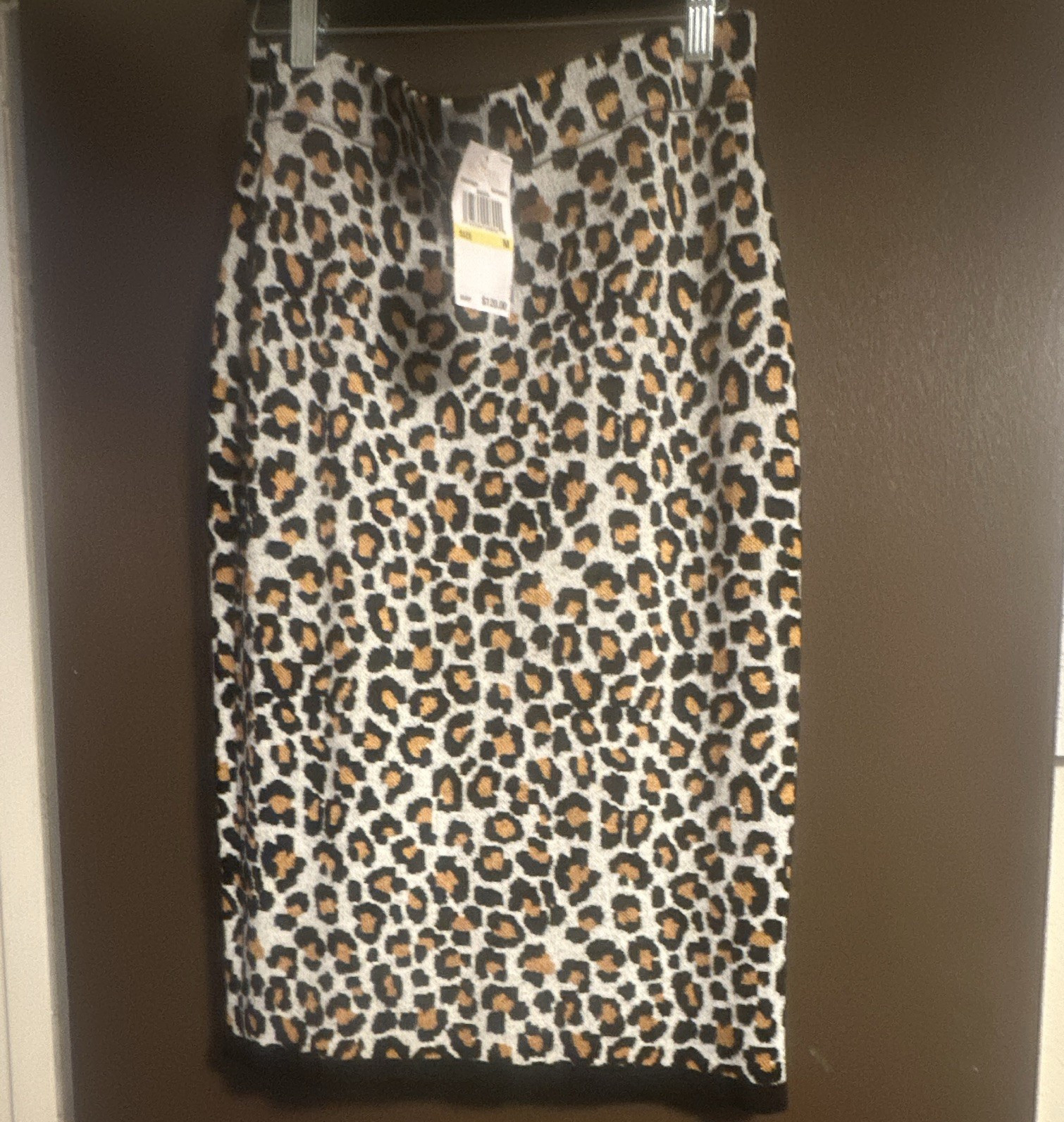 Michael Kors Women’s M Knee-Length Leopard Print Stretch Knit Pencil Skirt Zip