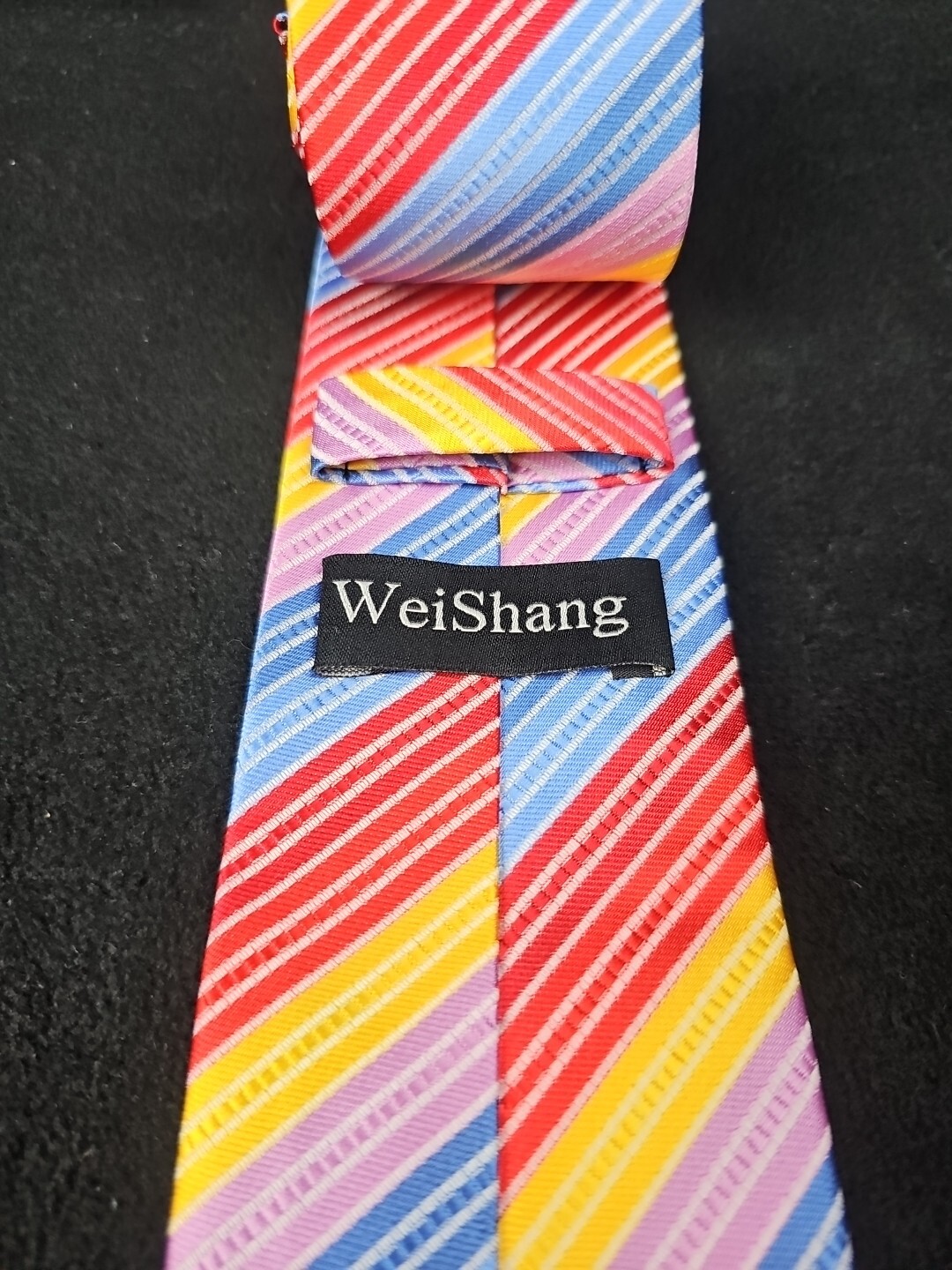 Weishang Silk Tie Woven RAINBOW Striped 58″ X 3.125″ EUC