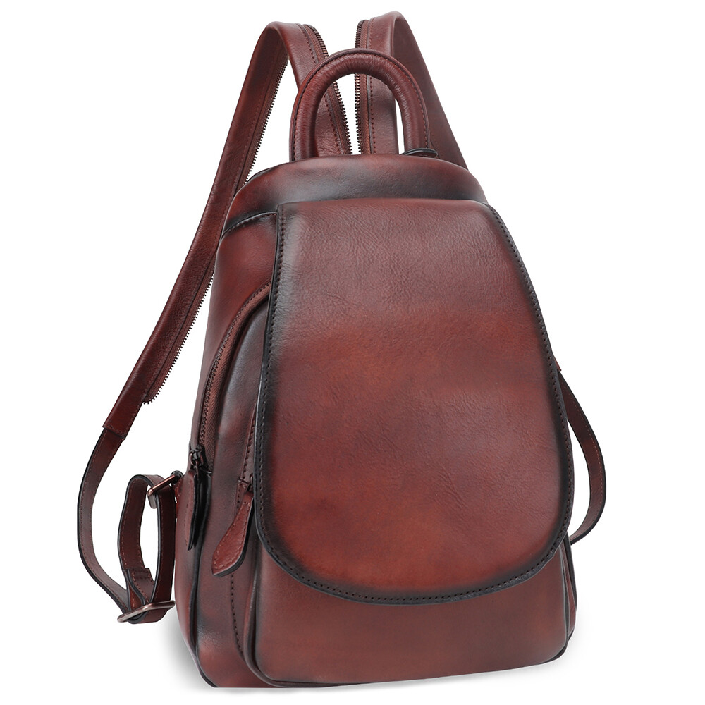 Genuine Leather Backpack for Women Leather Knapsack Rucksack Bag Daypack Purse