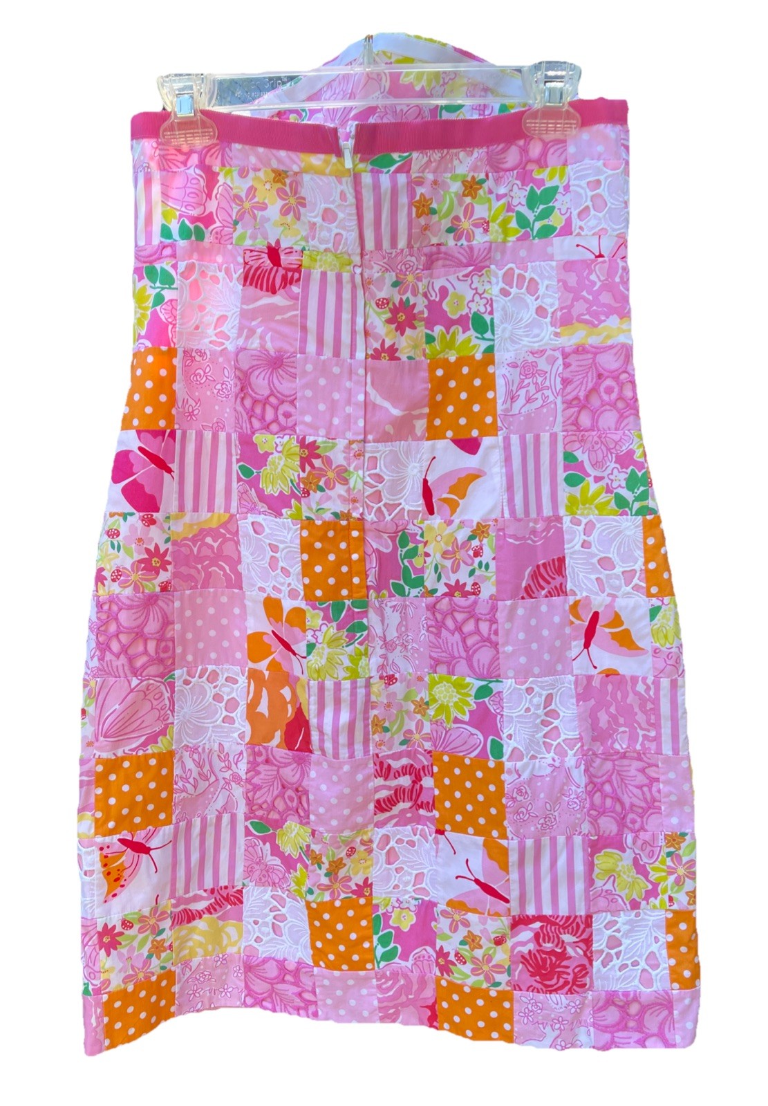Lilly Pulitzer Bowen Sz 8 Pink Patchwork Mini Strapless Sundress Corset Lined