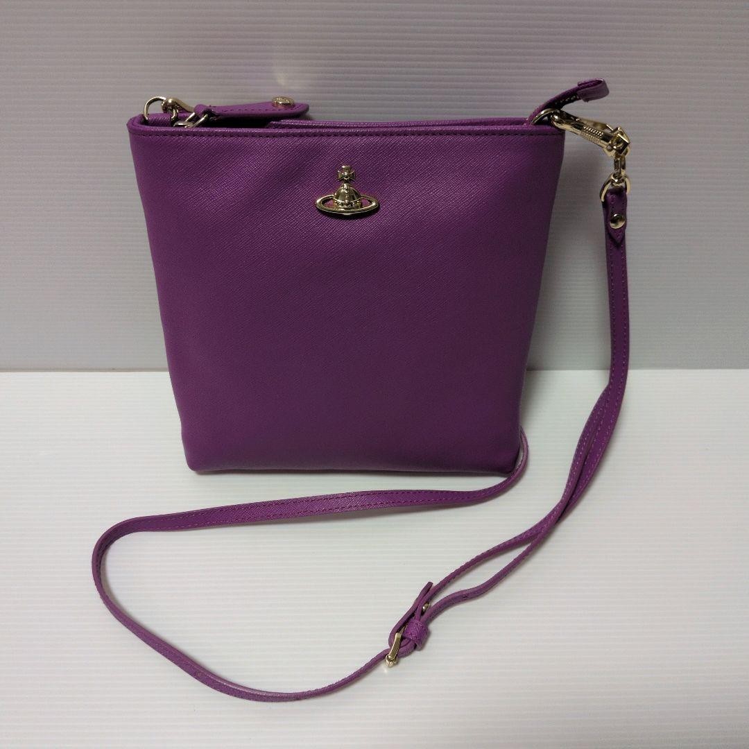 Vivienne Westwood Saffiano Leather Shoulder Bag Orb Purple Square 20cm #FH ZCA