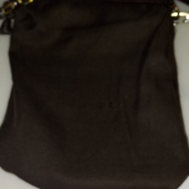 Brown Tan Logo Print Crossbody Bag Zip Closure Adjustable Strap Outer Pockets
