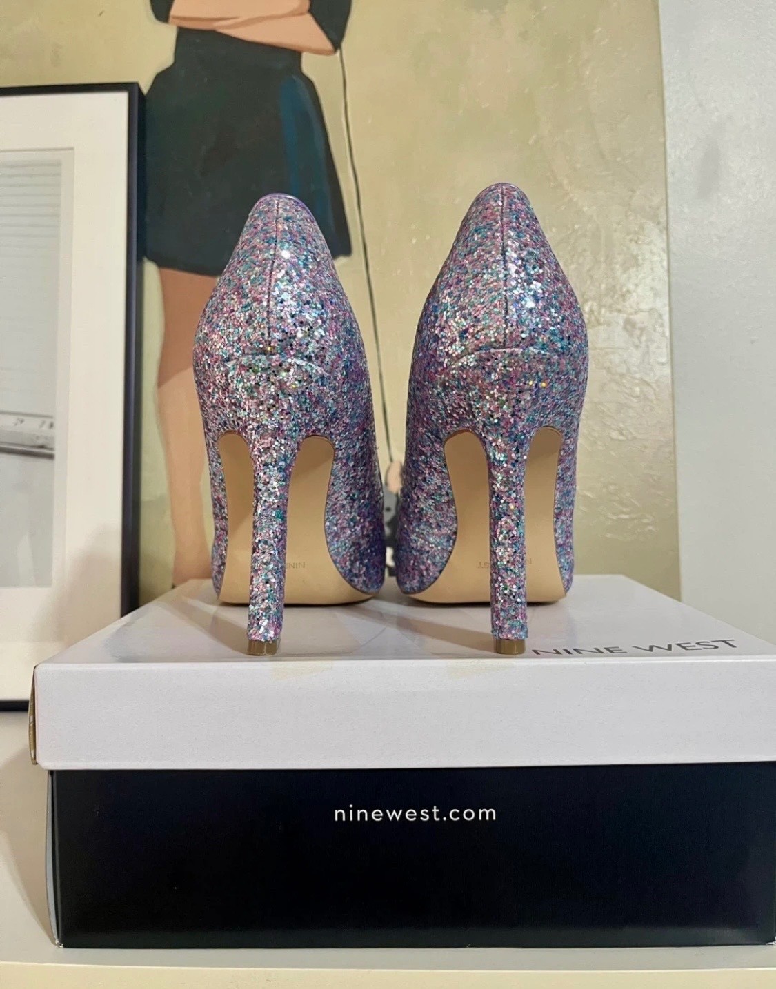 Nine West TRENDZ Purple Glitter High Heels – Size 8M (***runs small)