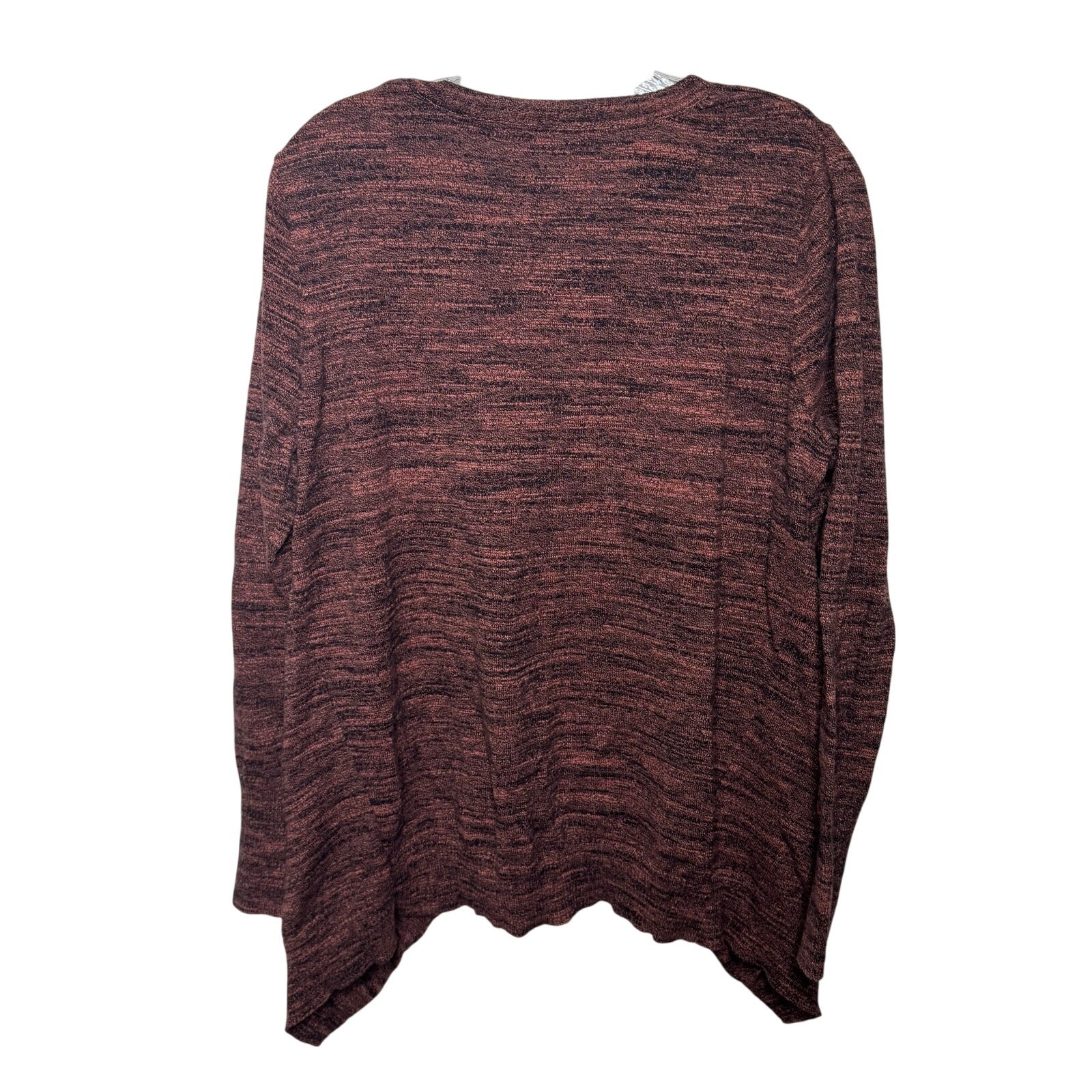 LOGO Lori Goldstein Large Orange Marled Knit V-Neck Top w/ Handkerchief Hem