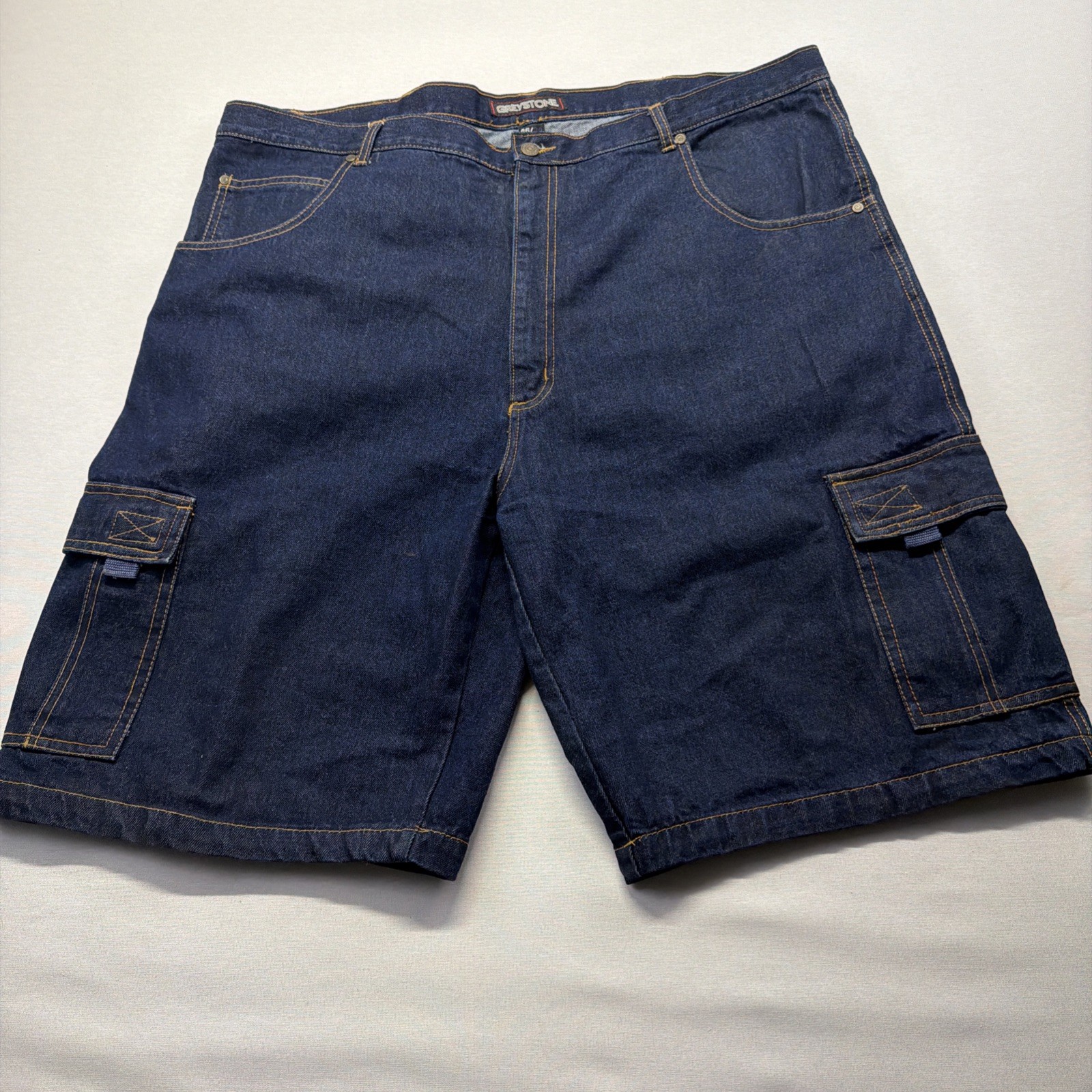 Greystone Denim Cargo Shorts Mens 46 Big Tall Blue Jean Jorts 8 Inseam