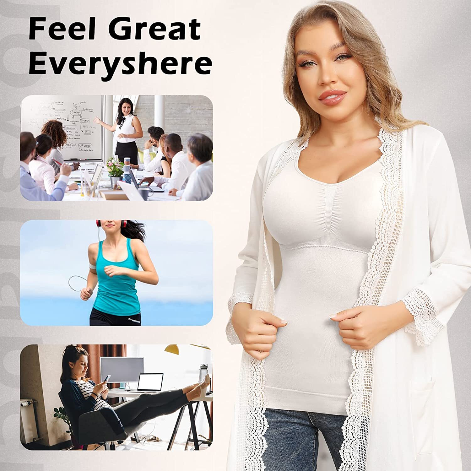 Women Shapewear Camisoles With Built in Bra Tummy Control Tank Tops Body Shaper