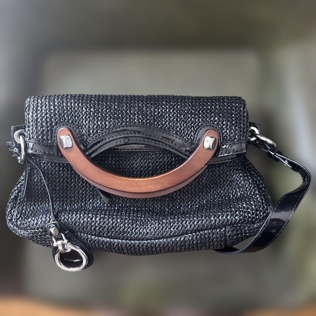 FRANCESCO BIASIA Black Patent Mesh 2WAY Bag