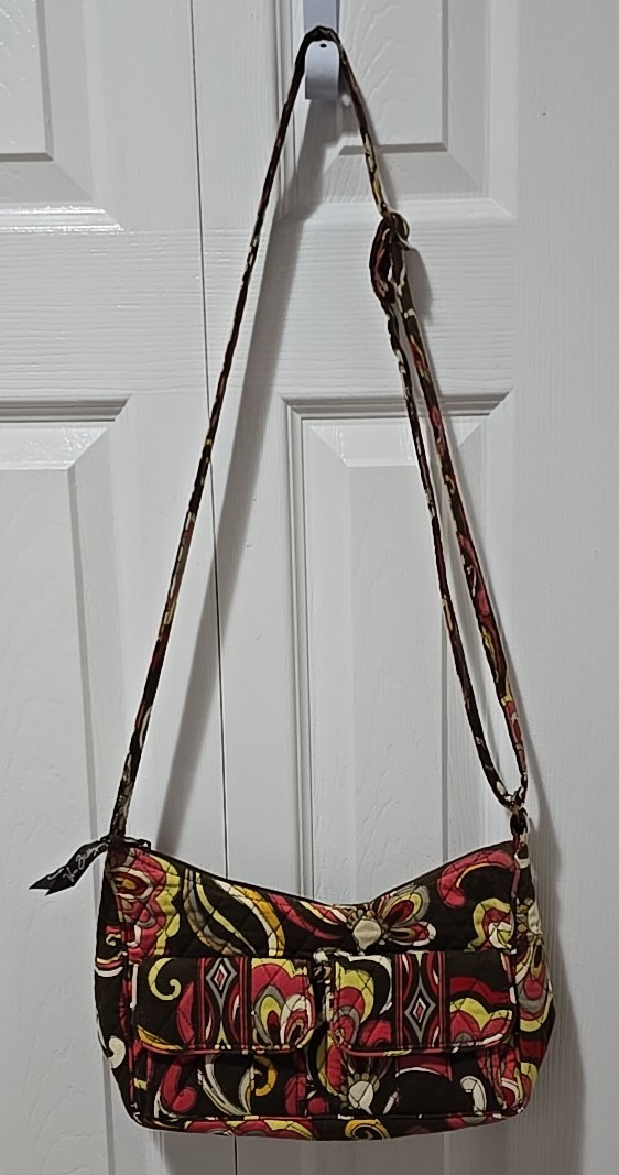 Vera Bradley Libby Crossbody Small Purse Puccini Brown Red Yellow
