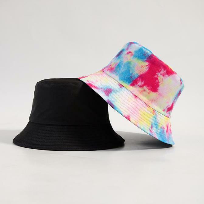 Tie-Dye Bucket Hat Cap Double-sided Bucket Hat Fisherman’s Cap Men Women Cotton