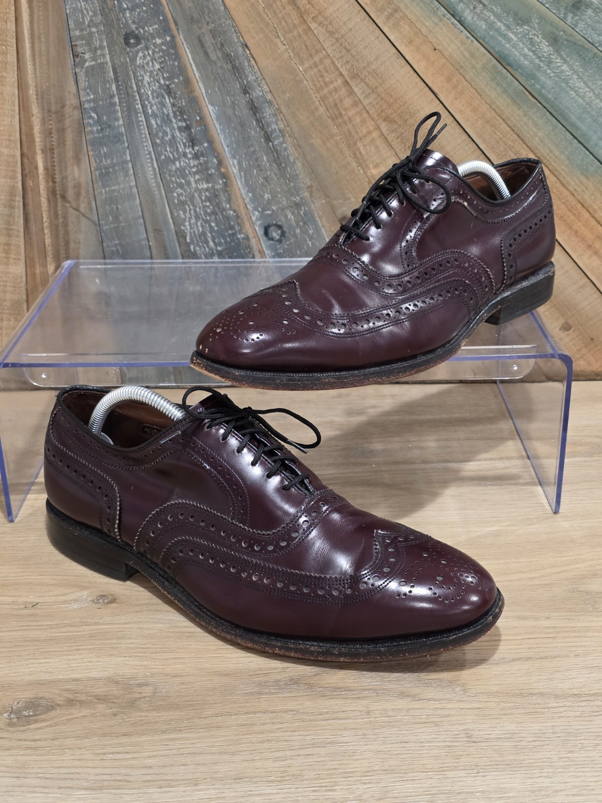 Allen Edmonds McAllister Wingtip Oxfords Burgundy 9 EEE USA Leather Wide