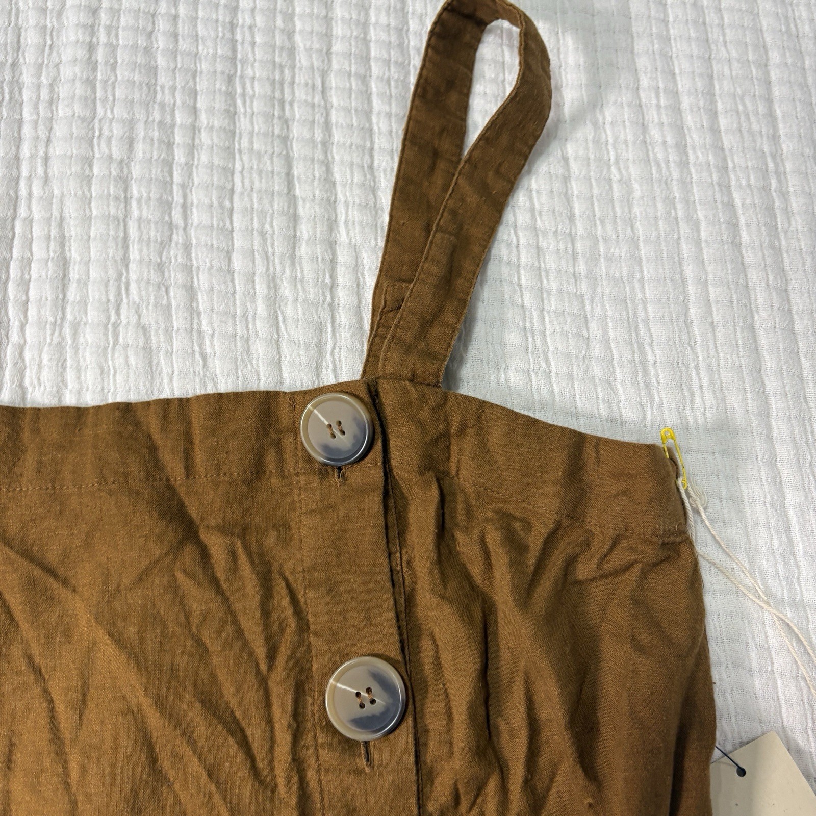 NEW Happy X Nature Linen Blend Romper Large Brown Boho Earthy Cottage Lagenlook