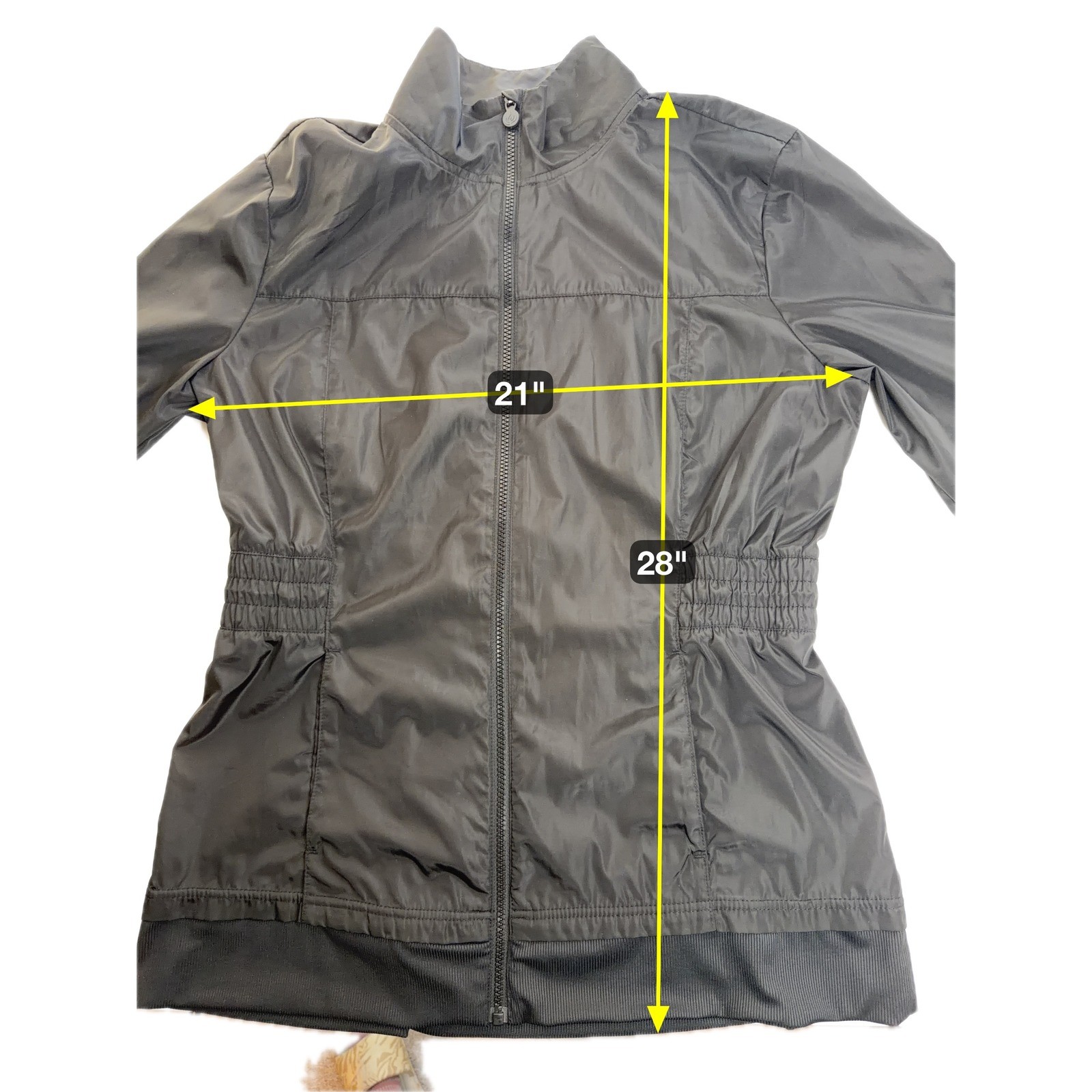 Apana Black Lightweight Windbreaker Jacket Full Zip Womens Size Large Gorpcore