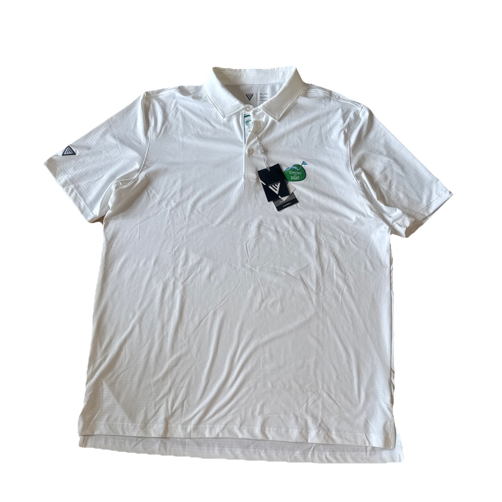 Level Wear Men’s Performance Golf Polo Element White Modern Fit Antimicrobial XL