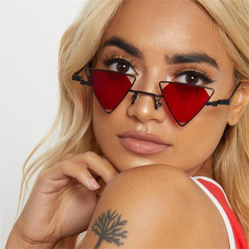 Retro Triangle Sunglasses Trendy Hippie Metal Glasses Party Street Shot Shades