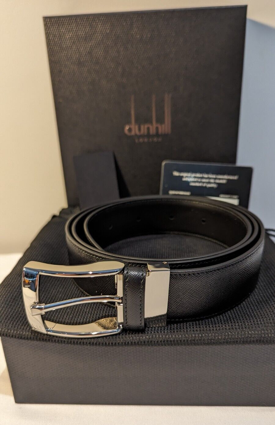 DUNHILL CADOGAN & SMOOTH LEATHER BELT WITH LEATHER KEEPER 35MM-SIZE UP TO 42