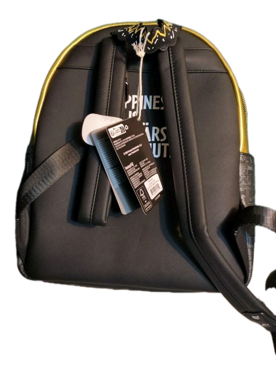 Peanuts 75th Anniversary Loungefly Mini Backpack Gold and Black Limited Edition