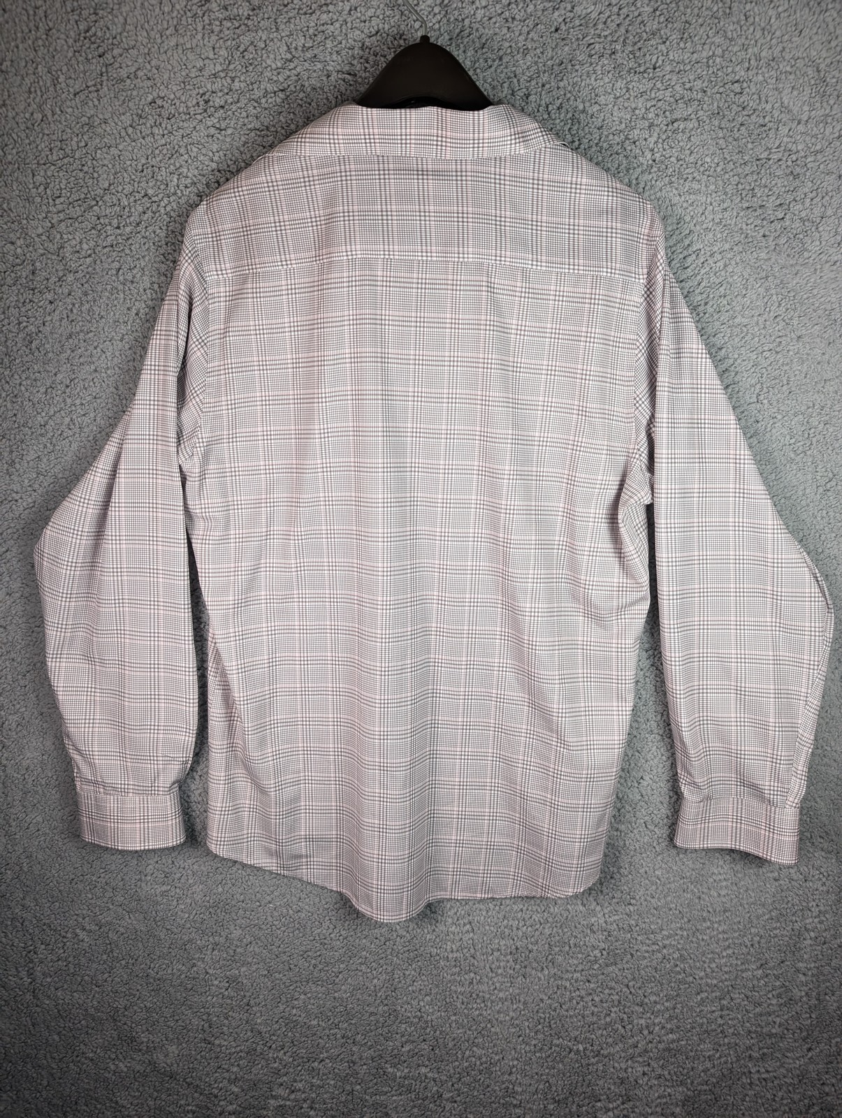 Tom Baine Shirt Mens Large Pink Gray Plaid Button Down Slim Fit Stretch Casual
