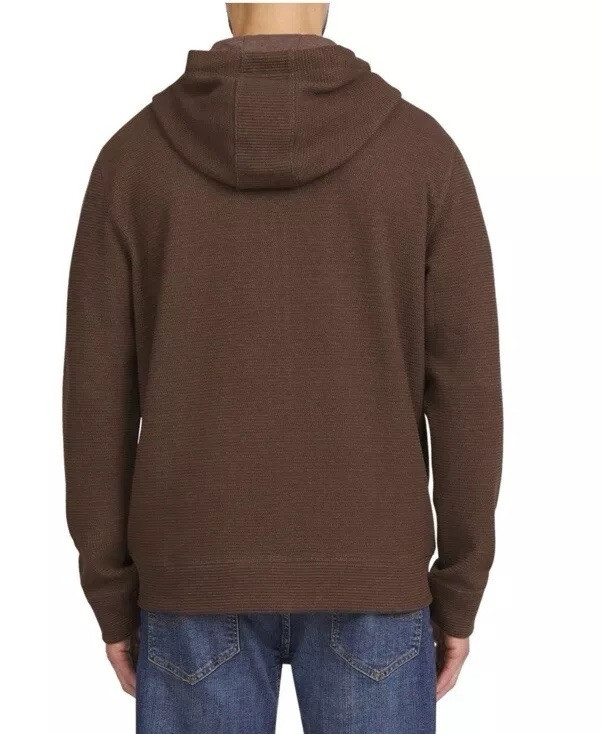 Lee Men’s Full Zip Textured Hoodie Size Small Regular Fit Brown Bark