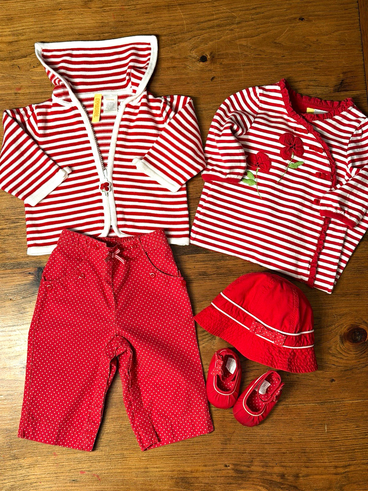 Vintage 2004 Gymboree Poppy Fields 6-9M 6pc Set Polka Dot Poppy HTF