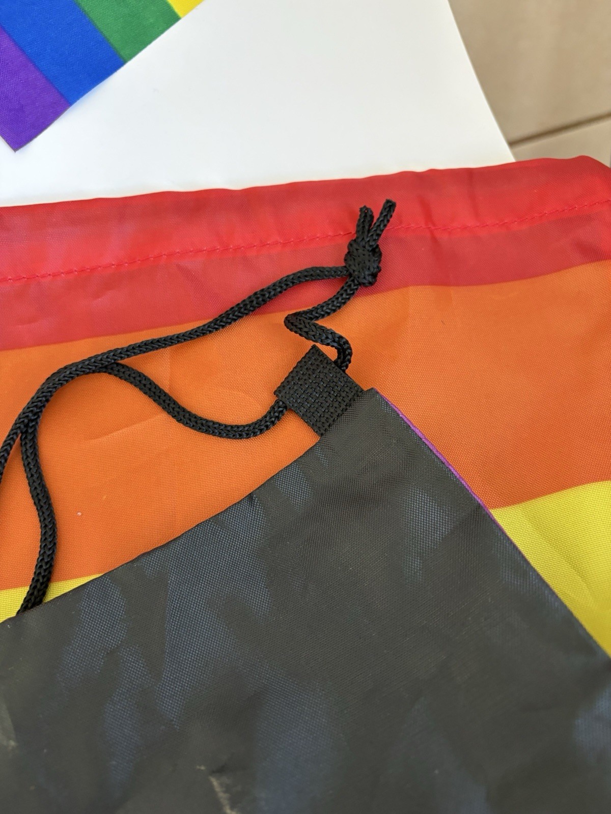 Optum Rainbow Pride Drawstring Backpack, Logo Accent, Adjustable Black Strap