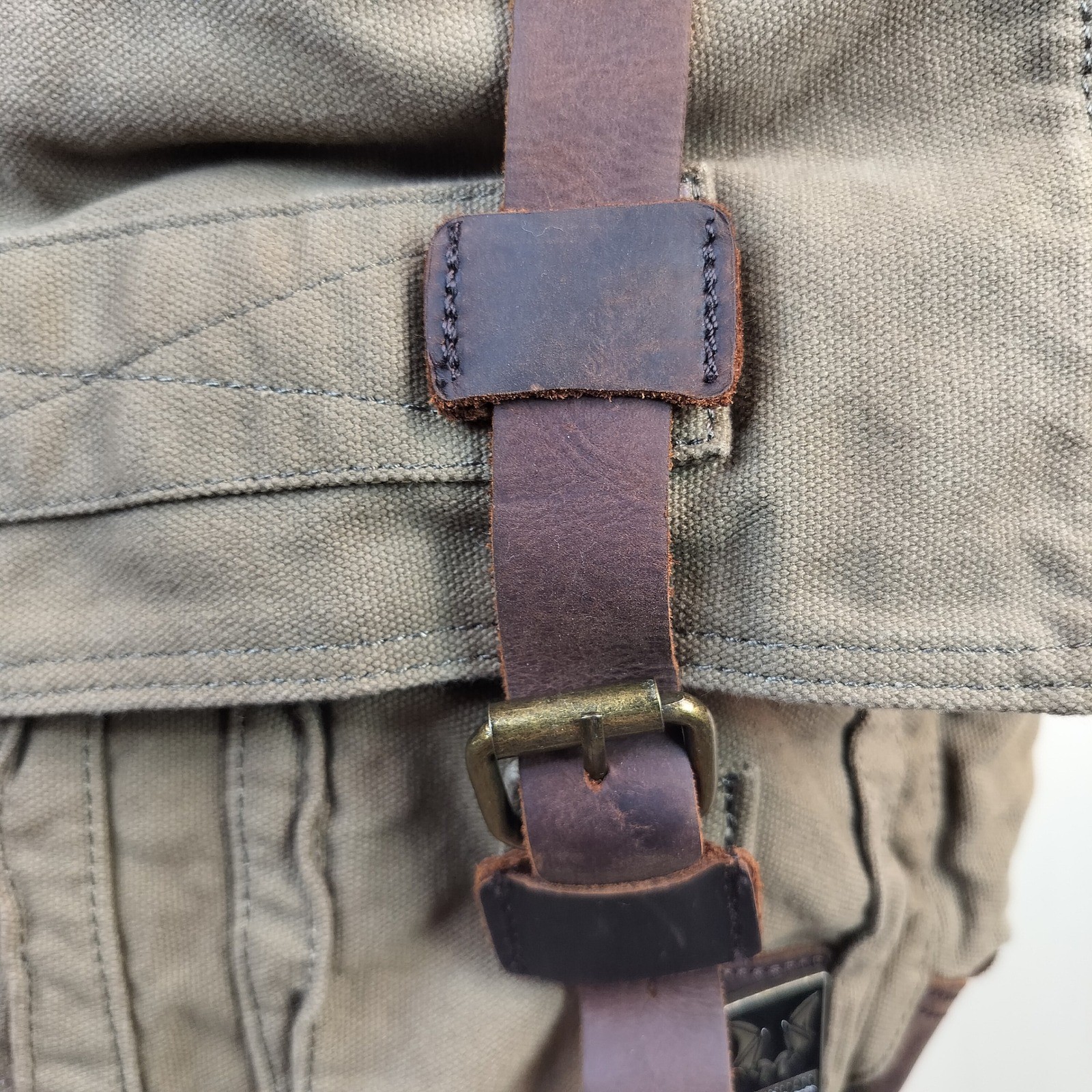 Muchuan Canvas & Leather Messenger Crossbody Bag Unisex Utility Gorpcore Rugged