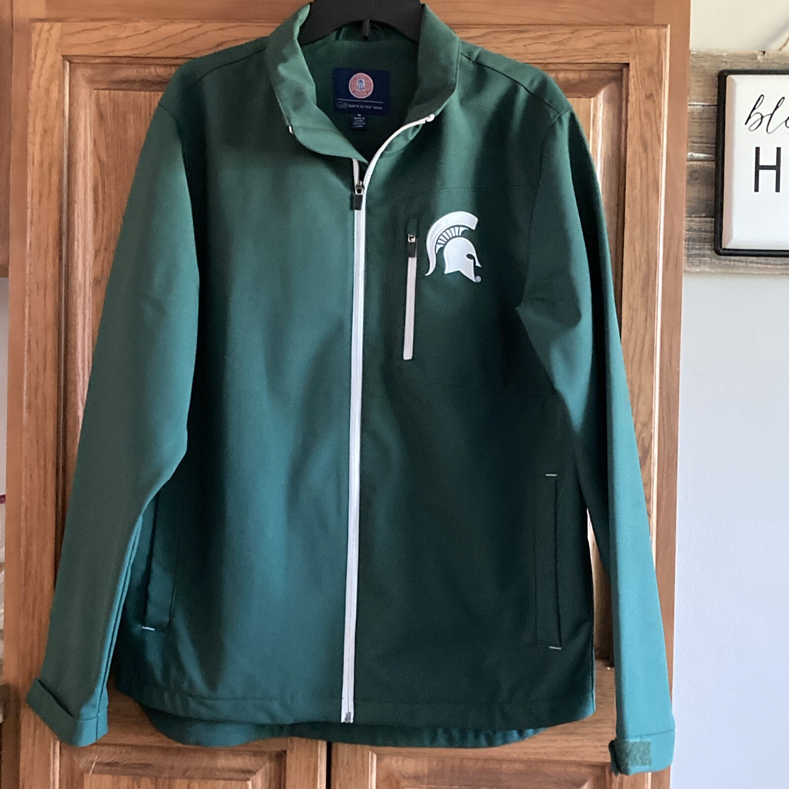 Men’s M (44/46) Michigan State University MSU Spartans Green Zip-Up Jacket