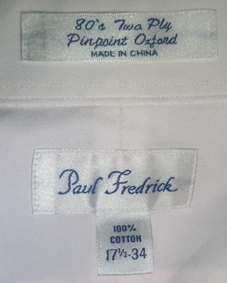 Paul Fredrick Light Pink Dress Shirt Men’s: 17.5 34 Pinpoint Oxford French Cuff